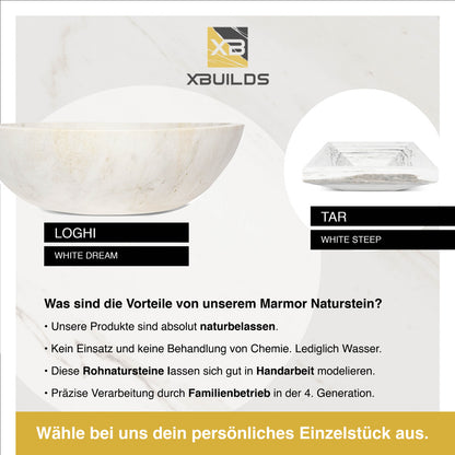 Marmor Waschbecken aus weißem Onyx Stein | Loghi White Shine