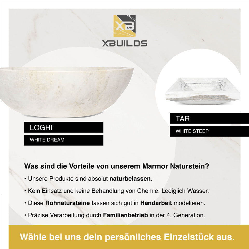 Marmor Waschbecken | Tar White Plain