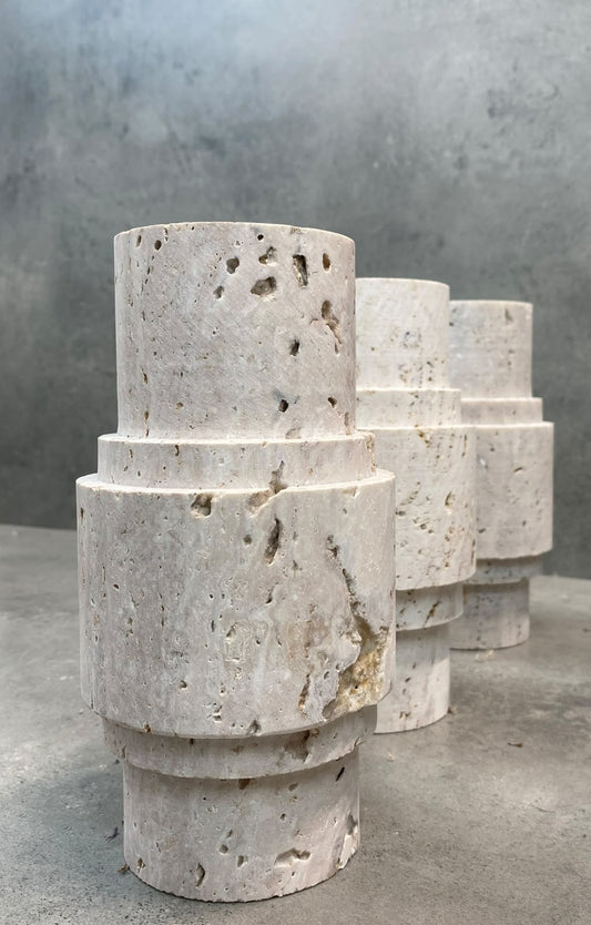 Travertin Vase "Monolith" Naturstein, Deko, Japandi