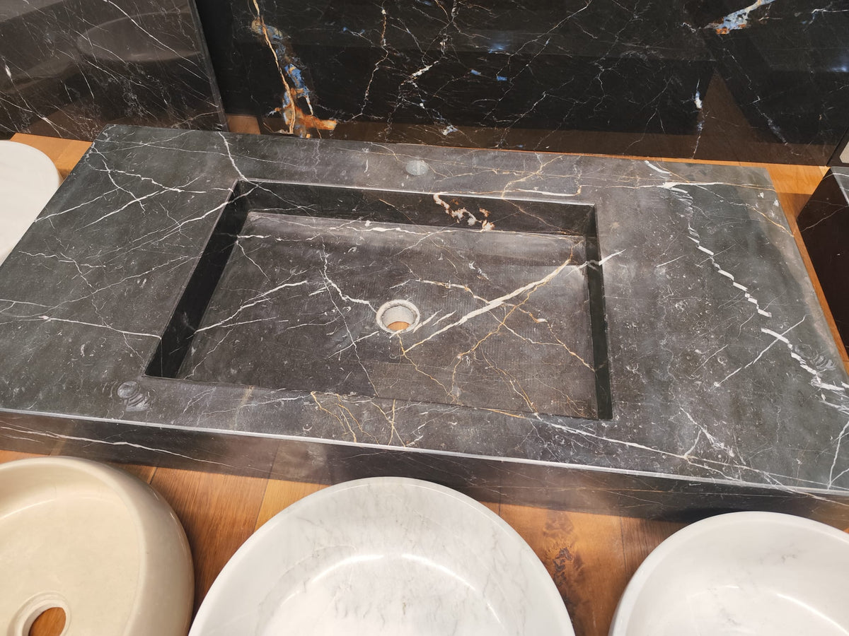 XXL Marmor Waschbecken | Midnight Obsidian